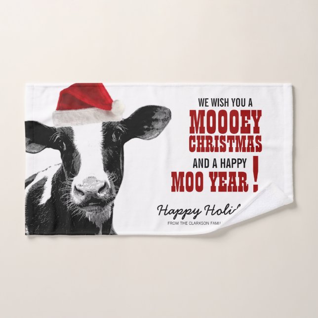 Navidades del país vacaciones en Santa Cow  (Toalla de mano)