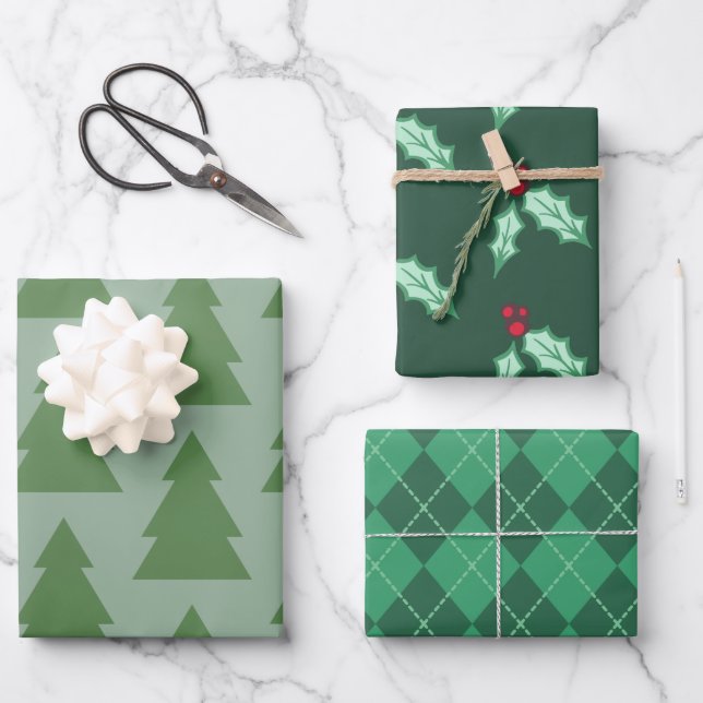 Navidades del patrón verde - Selección de papel de (Anverso)
