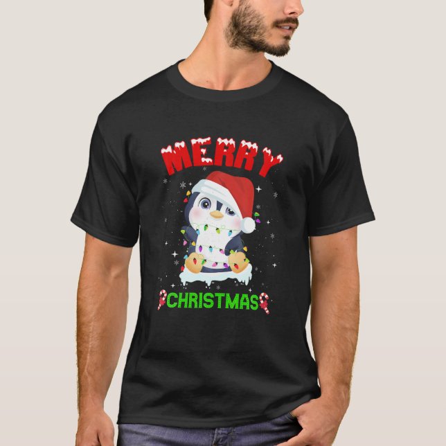 Navidades del pingüino de merry Pajama Suéter Sant (Anverso)