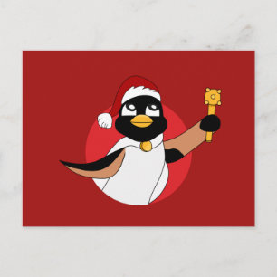 Navidades del pingüino real personalizado postal