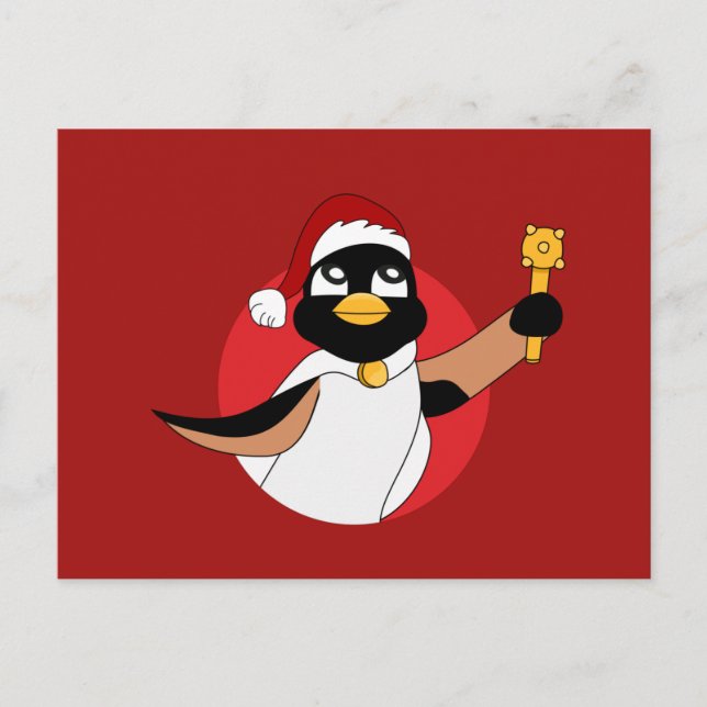 Navidades del pingüino real personalizado postal (Anverso)