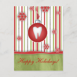 Navidades dentales postales franjas rojas
