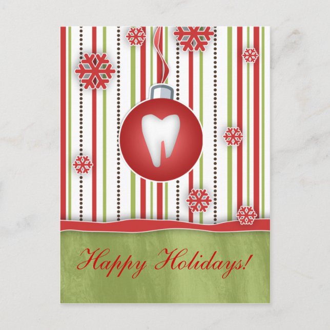 Navidades dentales postales franjas rojas (Anverso)