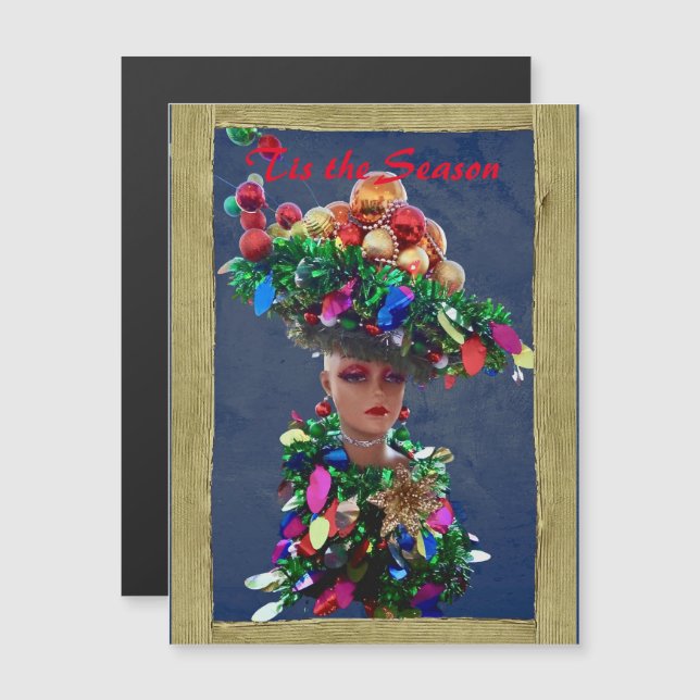 Navidades Derby Gorra Bolas coloridas Tarjeta magn (Anverso/Reverso)