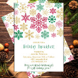 Navidades Desayuno Invitación Moda Copos de nieve<br><div class="desc">✨ ☕ Elevar sus vacaciones con nuestros Navidades de copos de nieve elegantes de color rojo, verde y dorado Purpurina Invitación al desayuno! 🎄 ❄️ Traiga un toque de glamour a su desayuno festivo con nuestra exquisita invitación, diseñada para preparar el escenario para una moda y una mañana de Navidades...</div>