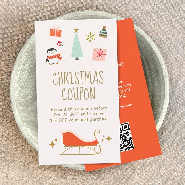 Navidades descuento cupón promocional (cute christmas discount coupon card)