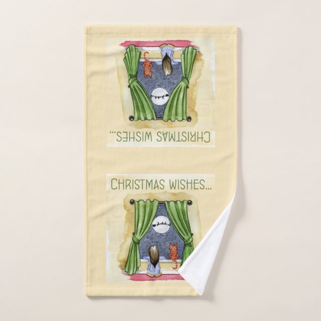 Navidades desean navidades infantiles y gatos gato (Toalla de mano)