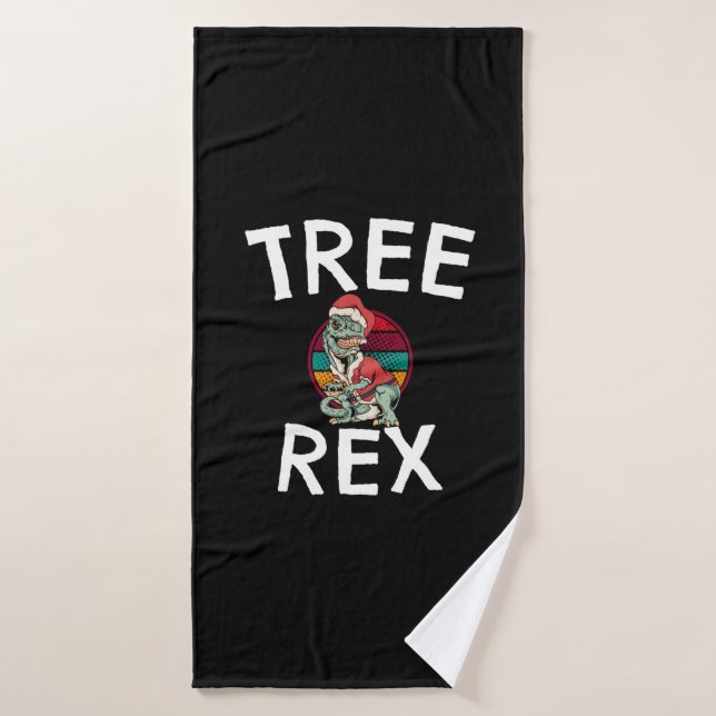 Navidades Dinosaur Tree Rex Xmas Retro (Toalla de baño)