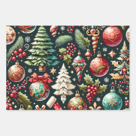 Navidades Diseño Patrón 9 Hoja plana Set de 3