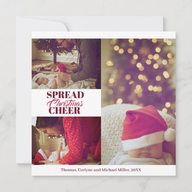 Navidades dispersos animan tarjeta de foto roja de (Anverso)