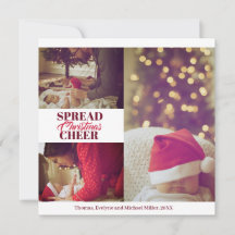 Navidades dispersos animan tarjeta de foto roja de
