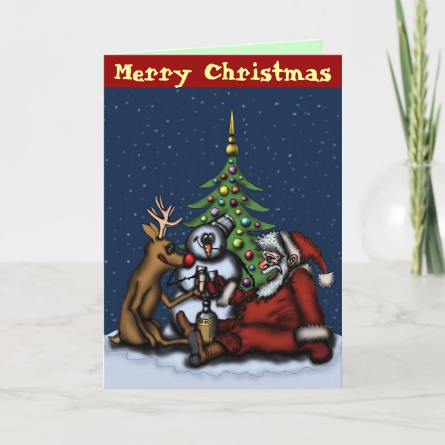 Navidades divertidos bebiendo una tarjeta de arte  (Anverso)