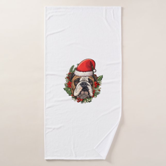 Navidades divertidos Bulldog inglés (Toalla de baño)