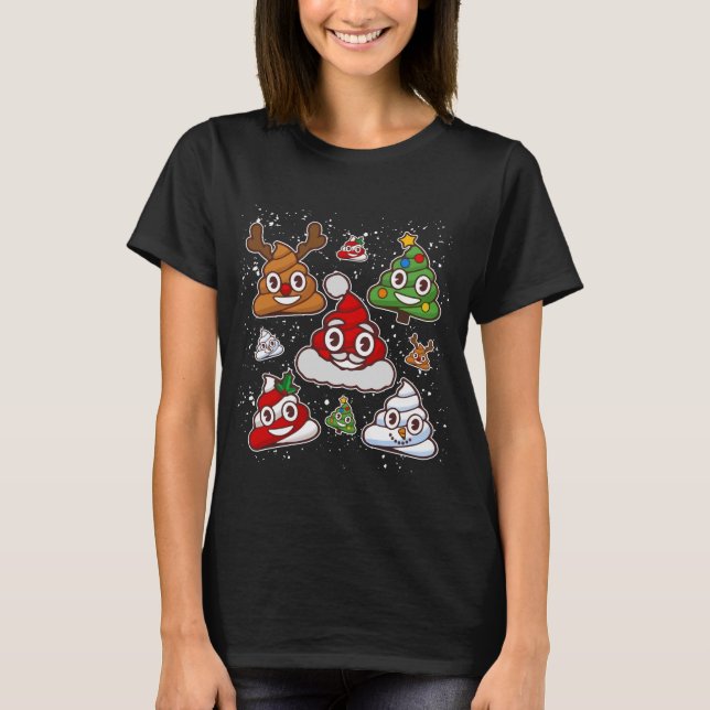 Navidades divertidos, camiseta de Emoji de poop, P (Anverso)