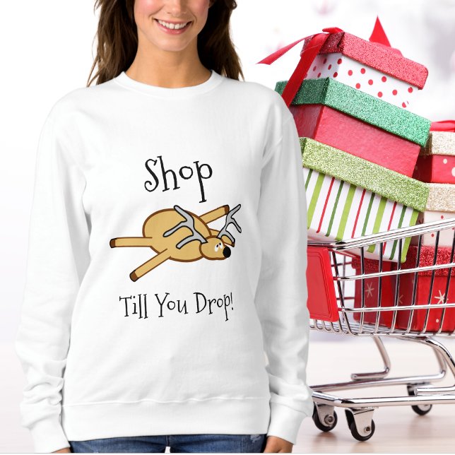 Navidades divertidos de las mujeres - Camisa de ti (Women's Funny Christmas - Shop-Till-You-Drop Shirt)