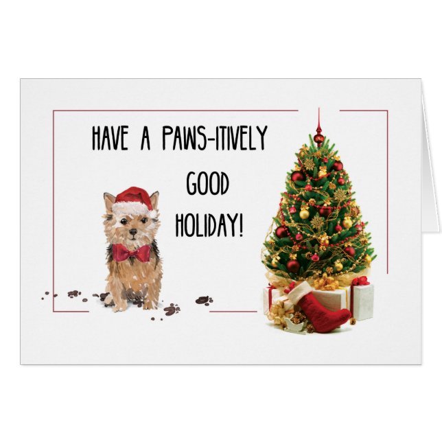 Navidades divertidos de Norfolk Terrier con árbol (Anverso (Horizontal))