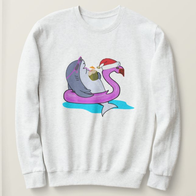 Navidades divertidos Diseño de tiburones sudadera  (Anverso del diseño)