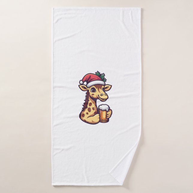 Navidades divertidos Giraffe con historieta de cer (Toalla de baño)
