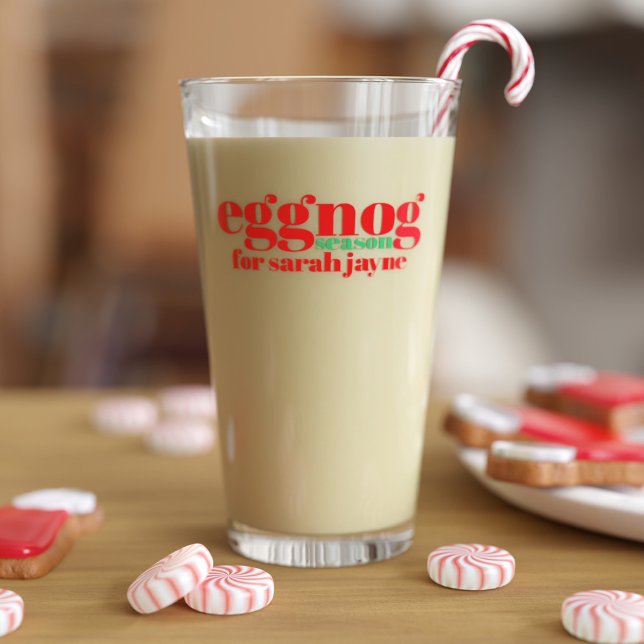 Navidades divertidos: Glass de vacaciones de tempo (It's eggnog season! Just add your name and fill with our favorite winter drink!)