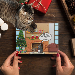 Navidades divertidos Humor Bah Hum Gato - Tarjeta