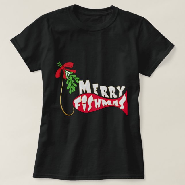 Navidades divertidos pescando camiseta - Merry Fis (Diseño del anverso)