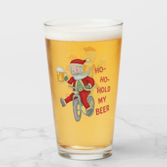 Navidades divertidos Santa Claus Ho Ho Beer Humor (Anverso (lleno))