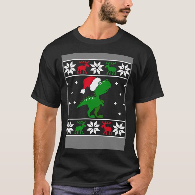 Navidades divertidos T-Rex Dinosaurio Ugly Sweater (Anverso)