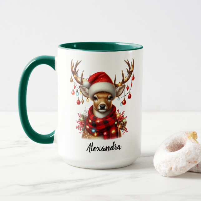Navidades divertidos: tazas de reno, nombre person (Con donut)