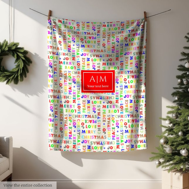Navidades divertidos y coloridos con su manta de v (Funny colorful Christmas lettering holiday blanket)