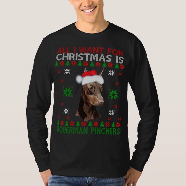 Navidades Doberman Dog Ugly Sweater Puppy Dog Love (Anverso)