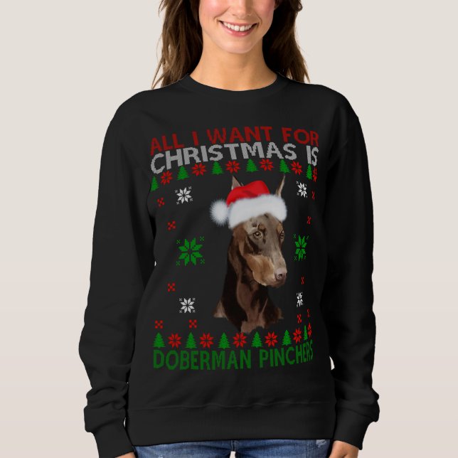 Navidades Doberman Dog Ugly Sweater Puppy Dog Love (Anverso)