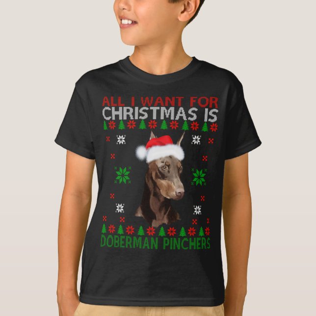 Navidades Doberman Dog Ugly Sweater Puppy Dog Love (Anverso)