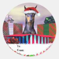 Navidades Doberman sorprenden etiquetas de regalo