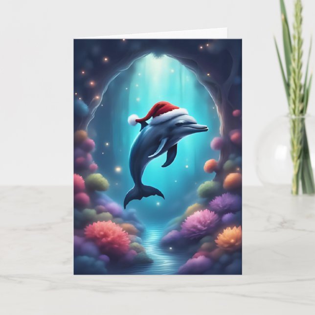 Navidades Dolphin Under the Sea - Tarjeta de vacac (Anverso)