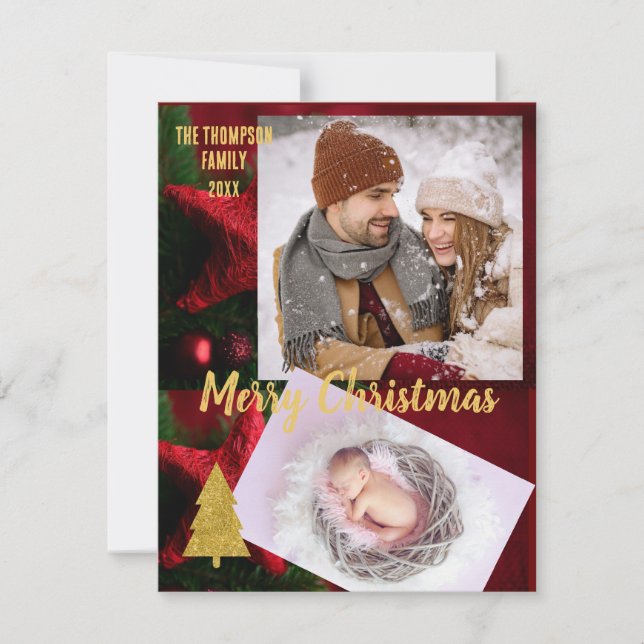 Navidades dorados foto elegante familia de texto d (Anverso)