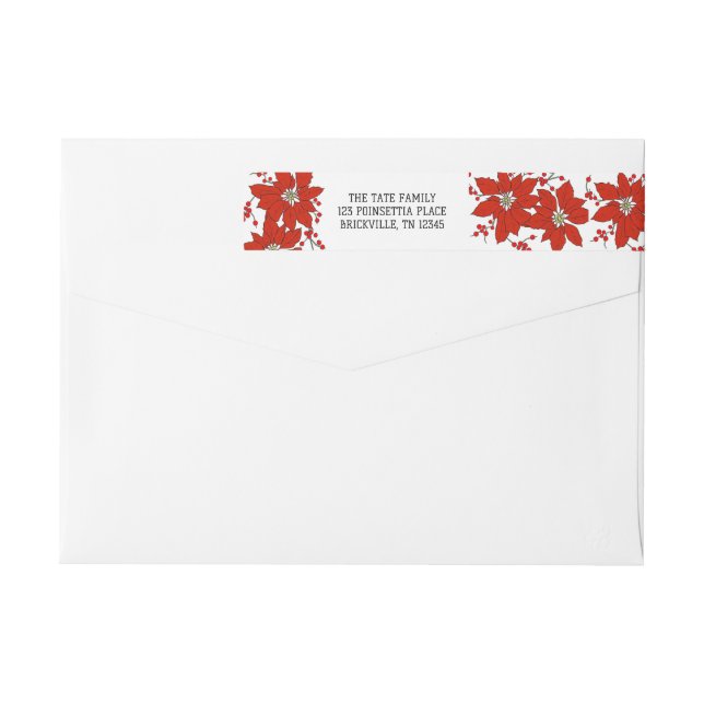 Navidades editables de Poinsettia Seasons Greeting (Reverso)