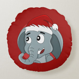 Navidades elefante personalizado almohada redonda