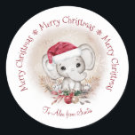 Navidades elefantes pequeños clásicos Pegatina red<br><div class="desc">Cute Elephant Baby Navidades Pegatina Classic Round con colores de Navidades suaves. Utilice las herramientas de plantilla en línea para personalizar con un nombre, tipo de letra, tamaño y ubicación, el texto es totalmente editable. Además, puede cambiar el tamaño de la imagen si lo desea... Los elementos coincidentes están disponibles...</div>