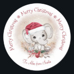 Navidades elefantes pequeños clásicos Pegatina red<br><div class="desc">Cute Elephant Baby Navidades Pegatina Classic Round con colores de Navidades suaves. Utilice las herramientas de plantilla en línea para personalizar con un nombre, tipo de letra, tamaño y ubicación, el texto es totalmente editable. Además, puede cambiar el tamaño de la imagen si lo desea... Los elementos coincidentes están disponibles...</div>