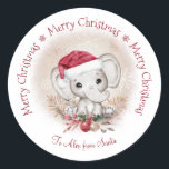 Navidades elefantes pequeños clásicos Pegatina red<br><div class="desc">Cute Elephant Baby Navidades Pegatina Classic Round con colores de Navidades suaves. Utilice las herramientas de plantilla en línea para personalizar con un nombre, tipo de letra, tamaño y ubicación, el texto es totalmente editable. Además, puede cambiar el tamaño de la imagen si lo desea... Los elementos coincidentes están disponibles...</div>
