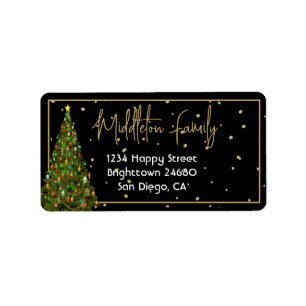 Navidades Elegante Sello de Oro Negro de Árbol Est