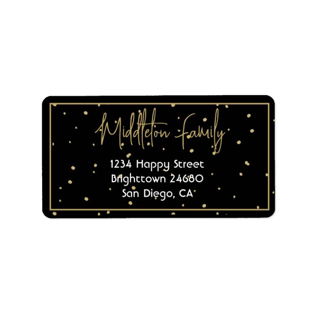 Navidades Elegante Sello de Oro Negro estacional (Frente)