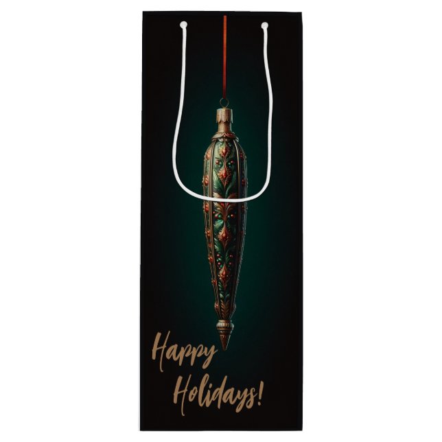 Navidades elegantes Bolsa de regalo de vino (Anverso)