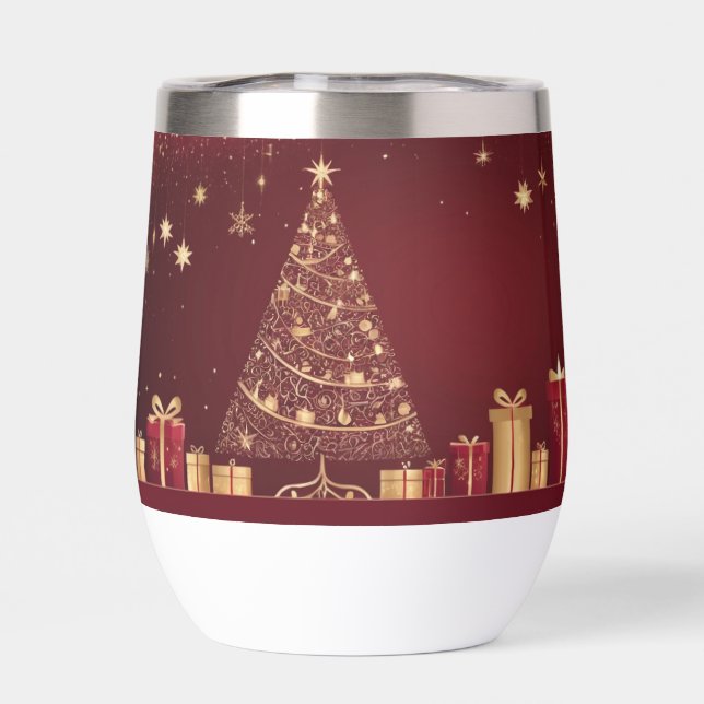 Navidades elegantes de oro y rojo (Trasero)