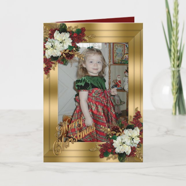 Navidades elegantes tarjetas oro y rojo victoriano (Anverso)