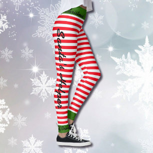 Navidades Elf Crew Leggings Santa Ayuda TU NOMBRE