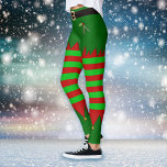 Navidades Elf Leggings<br><div class="desc">Pantalones cortos de elfo festivos con leggings de rayas azules y verdes y rojas.</div>