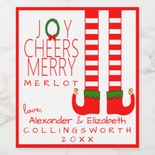 Navidades Elf Merlot Etiqueta de Botella de Vino P