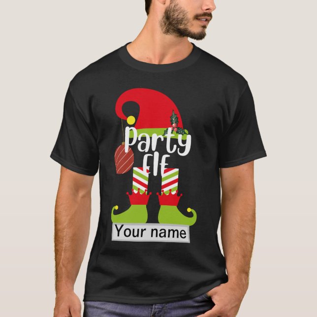 Navidades elfo fiesta de camisetas masculinas pers (Anverso)