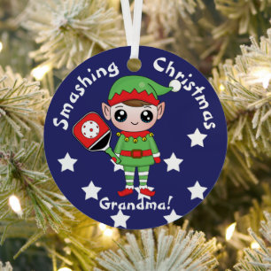 Navidades elfo, ornamento Metalizado